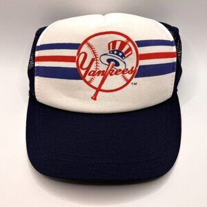 Vtg New York Yankees MLB Baseball Hat Snap Back Mesh Trucker Adjustable Cap Rare